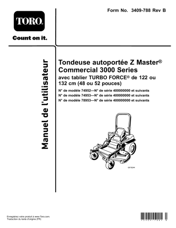 Toro Z Master Commercial 3000 Series Riding Mower, Riding Product Manuel utilisateur | Fixfr