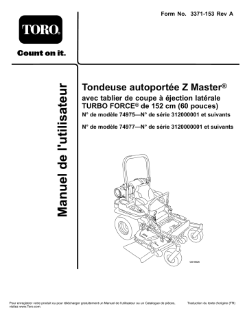 Toro Z Master Professional 6000 Series Riding Mower, Riding Product Manuel utilisateur | Fixfr