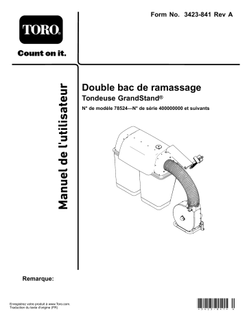 Toro Twin Bagger, Grandstand Mower Attachment Manuel utilisateur | Fixfr
