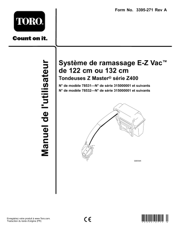 52in E-Z Vac Bagger, Z400 Series Z Master Mowers | Toro 48in E-Z Vac Bagger, Z400 Series Z Master Mowers Attachment Manuel utilisateur | Fixfr