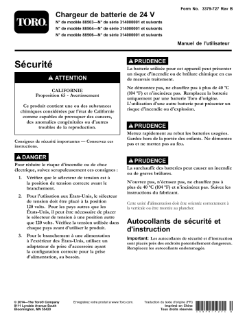 24V Li-Ion Battery Charger | Toro 24V Li-Ion Standard Battery Pack Attachment Manuel utilisateur | Fixfr