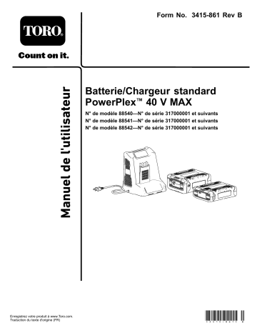 Toro PowerPlex 40V Max Standard 90 WH Battery Pack Misc Manuel utilisateur | Fixfr