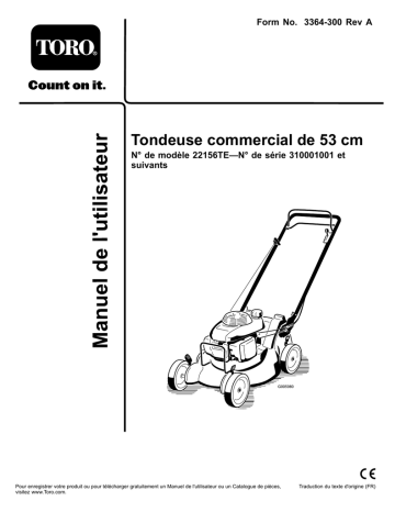 Toro Commercial 53cm Lawn Mower Walk Behind Mower Manuel utilisateur | Fixfr