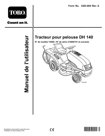 Toro DH 140 Lawn Tractor Riding Product Manuel utilisateur | Fixfr