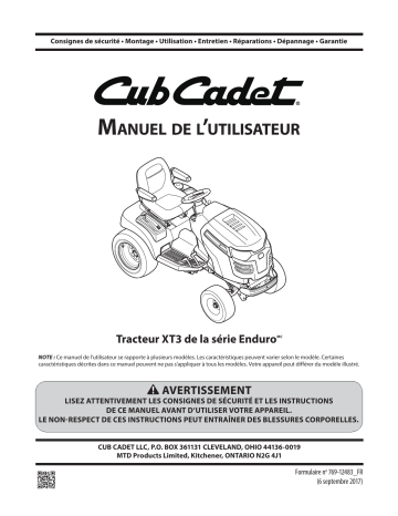 14R3JM010 | Cub Cadet 14RD3LE010 XT3 GSX Manuel utilisateur | Fixfr