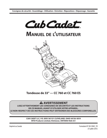 Cub Cadet 12AE76M8010 CC 800 Manuel utilisateur | Fixfr