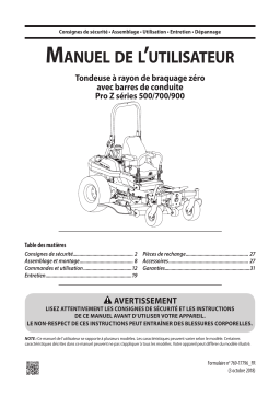 Cub Cadet 53TIHMTY050 PRO Z 972 L KW Manuel utilisateur