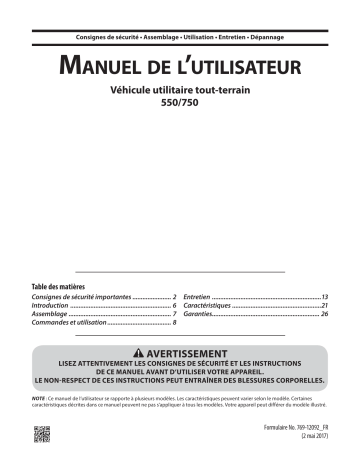 37AYCCLK710 | 37AY7CLK710 | 37AZ7CLK710 | 37AY7CKK710 | Cub Cadet 37AY7CPK710 Challenger MX 750 EPS Manuel utilisateur | Fixfr