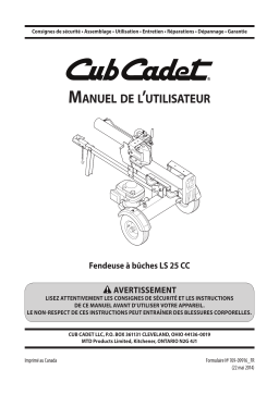 Cub Cadet 24BF552B710 LS 25 CC H Manuel utilisateur