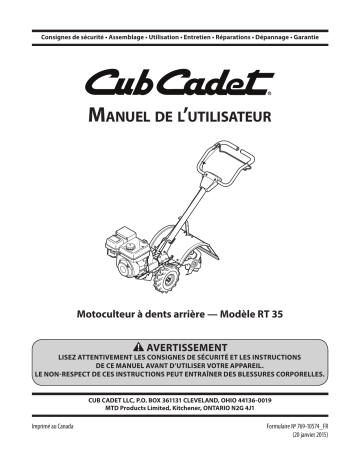 Cub Cadet 21A62M8710 RT 35 Manuel utilisateur | Fixfr