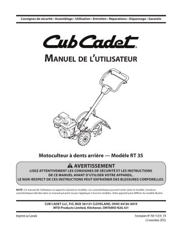 Cub Cadet 21A62M8710 RT 35 Manuel utilisateur | Fixfr