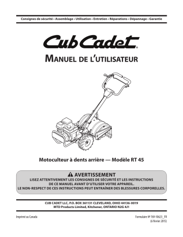 Cub Cadet 21AA40M8710 RT 45 Manuel utilisateur | Fixfr
