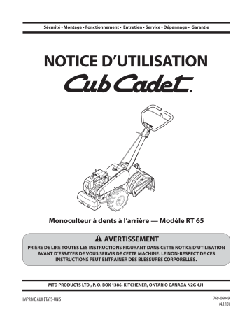Cub Cadet 21AB455C710 RT 65 H Manuel utilisateur | Fixfr