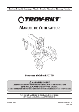 Troy-Bilt 24BG57M1766 TB 27 LS Hydraulic Log Splitter Manuel utilisateur