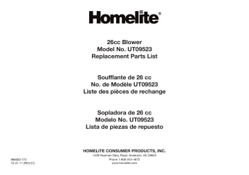 Manuel du propriétaire | Homelite ut09523 26cc Blower Manuel utilisateur | Fixfr