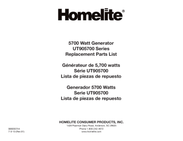 Manuel du propriétaire | Homelite ut905700 5700 Watt Generator Manuel utilisateur | Fixfr