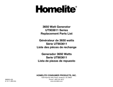 Manuel du propriétaire | Homelite ut903611 3650W Generator Manuel utilisateur | Fixfr