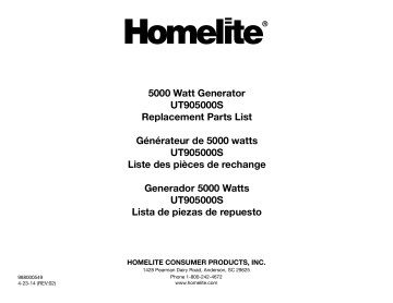 Manuel du propriétaire | Homelite ut905000p, ut905000s 5000 Watt Generator Manuel utilisateur | Fixfr