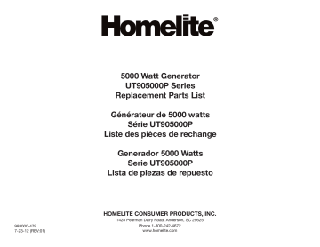 Manuel du propriétaire | Homelite ut905000p, ut905000s 5000 Watt Generator Manuel utilisateur | Fixfr