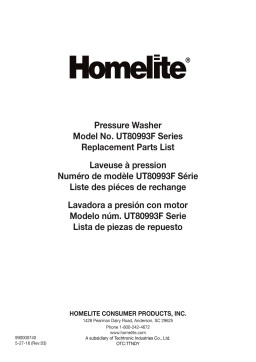 Homelite ut80993 series (ut80993f) 2700 PSI Pressure Washer Manuel utilisateur