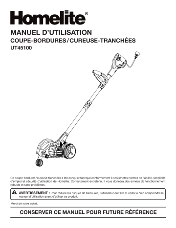 Manuel du propriétaire | Homelite ut45100 Edger/Trencher Manuel utilisateur | Fixfr