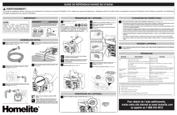 Manuel du propriétaire | Homelite ut40530 3 in. Water Pump Manuel utilisateur | Fixfr