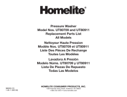 Homelite ut80709, ut80911 Gas Pressure Washer Manuel utilisateur