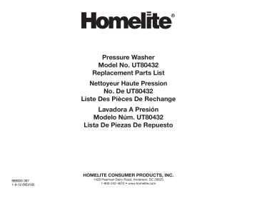Manuel du propriétaire | Homelite ut80432 Gas Pressure Washer Manuel utilisateur | Fixfr