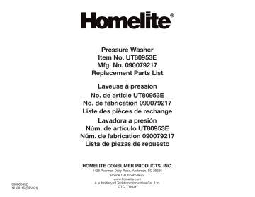 Manuel du propriétaire | Homelite ut80953e 2700 PSI Pressure washer Manuel utilisateur | Fixfr