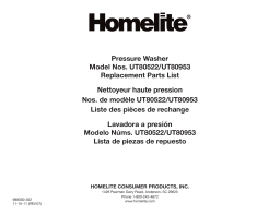 Homelite ut80522, ut80953 Gas Pressure Washer Manuel utilisateur