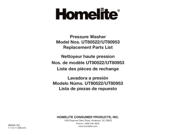 Manuel du propriétaire | Homelite ut80522, ut80953 Gas Pressure Washer Manuel utilisateur | Fixfr