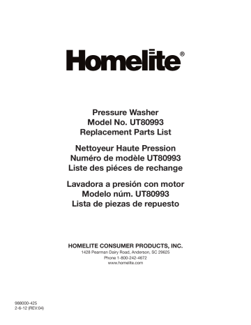 Manuel du propriétaire | Homelite ut80993 Gas Pressure Washer Manuel utilisateur | Fixfr