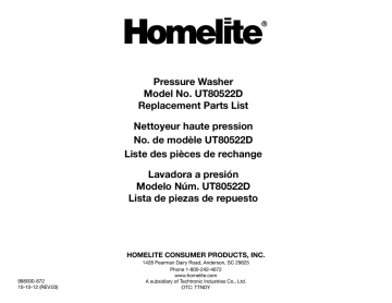 Manuel du propriétaire | Homelite ut80522d 2700 PSI Pressure Washer Manuel utilisateur | Fixfr
