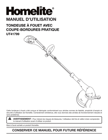 Manuel du propriétaire | Homelite ut41799 String Trimmer Manuel utilisateur | Fixfr