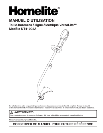 Manuel du propriétaire | Homelite ut41002a String Trimmer Manuel utilisateur | Fixfr