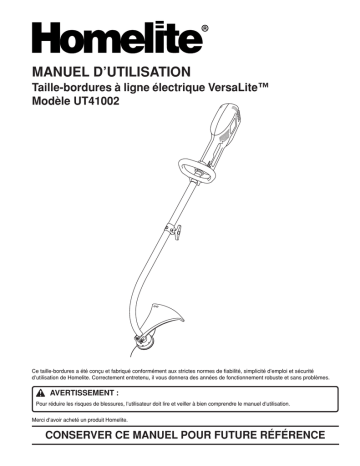 Manuel du propriétaire | Homelite ut41002 String Trimmer Manuel utilisateur | Fixfr