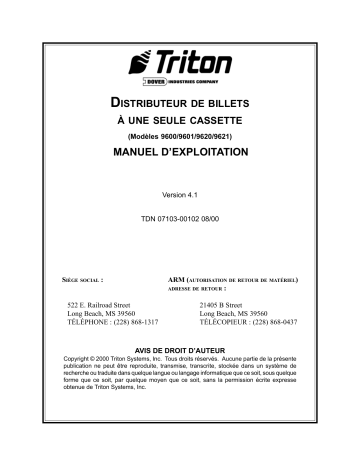 Manuel du propriétaire | Triton Systems 9600 Series Manuel utilisateur | Fixfr