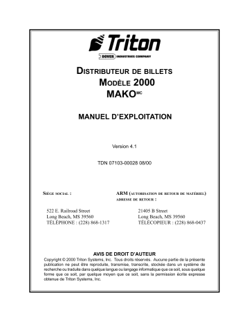 Manuel du propriétaire | Triton Systems Mako/SS Manuel utilisateur | Fixfr