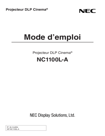 Manuel du propriétaire | NEC NC1100L Manuel utilisateur | Fixfr