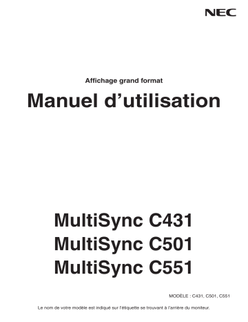 Manuel du propriétaire | NEC MultiSync® C431 Manuel utilisateur | Fixfr