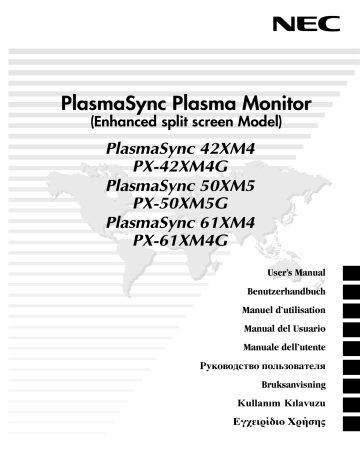 PlasmaSync® 42XM4 | PlasmaSync® 61XM4 | Manuel du propriétaire | NEC PlasmaSync® 50XM5 Manuel utilisateur | Fixfr