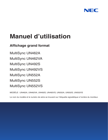 Manuel du propriétaire | NEC MultiSync UN552S Manuel utilisateur | Fixfr