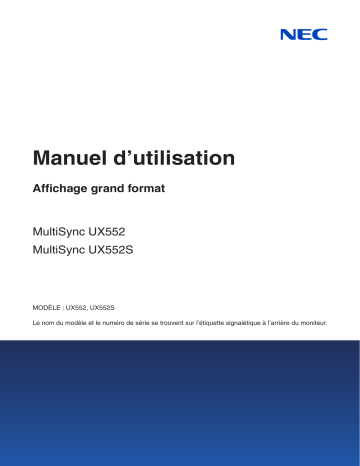 Manuel du propriétaire | NEC MultiSync UX552 Manuel utilisateur | Fixfr