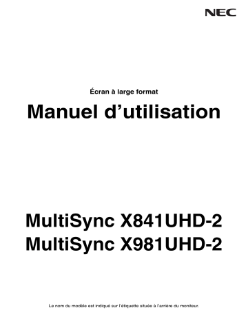 Manuel du propriétaire | NEC MultiSync X841UHD-2 Manuel utilisateur | Fixfr