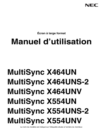 Manuel du propriétaire | NEC MultiSync X554UNS-2 Manuel utilisateur | Fixfr
