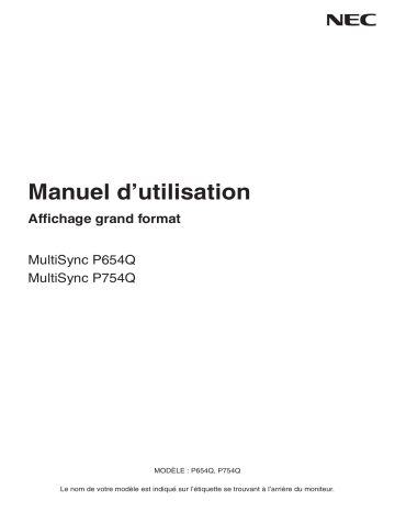 Manuel du propriétaire | NEC MultiSync P754Q Manuel utilisateur | Fixfr