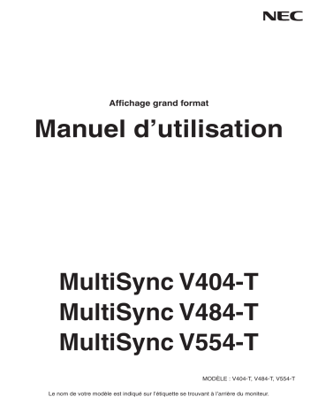 Manuel du propriétaire | NEC MultiSync V554-T Manuel utilisateur | Fixfr
