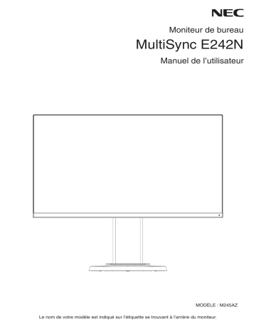 Manuel du propriétaire | NEC MultiSync E242N Manuel utilisateur | Fixfr
