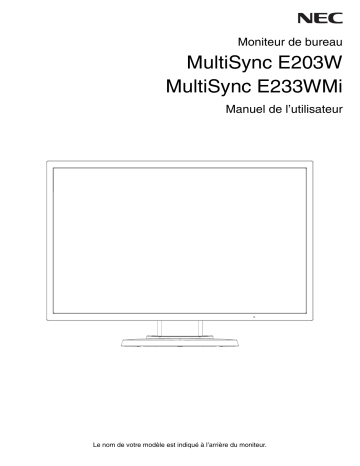 Manuel du propriétaire | NEC MultiSync E233WMi Manuel utilisateur | Fixfr