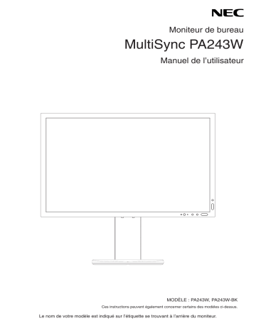 Manuel du propriétaire | NEC MultiSync PA243W Manuel utilisateur | Fixfr